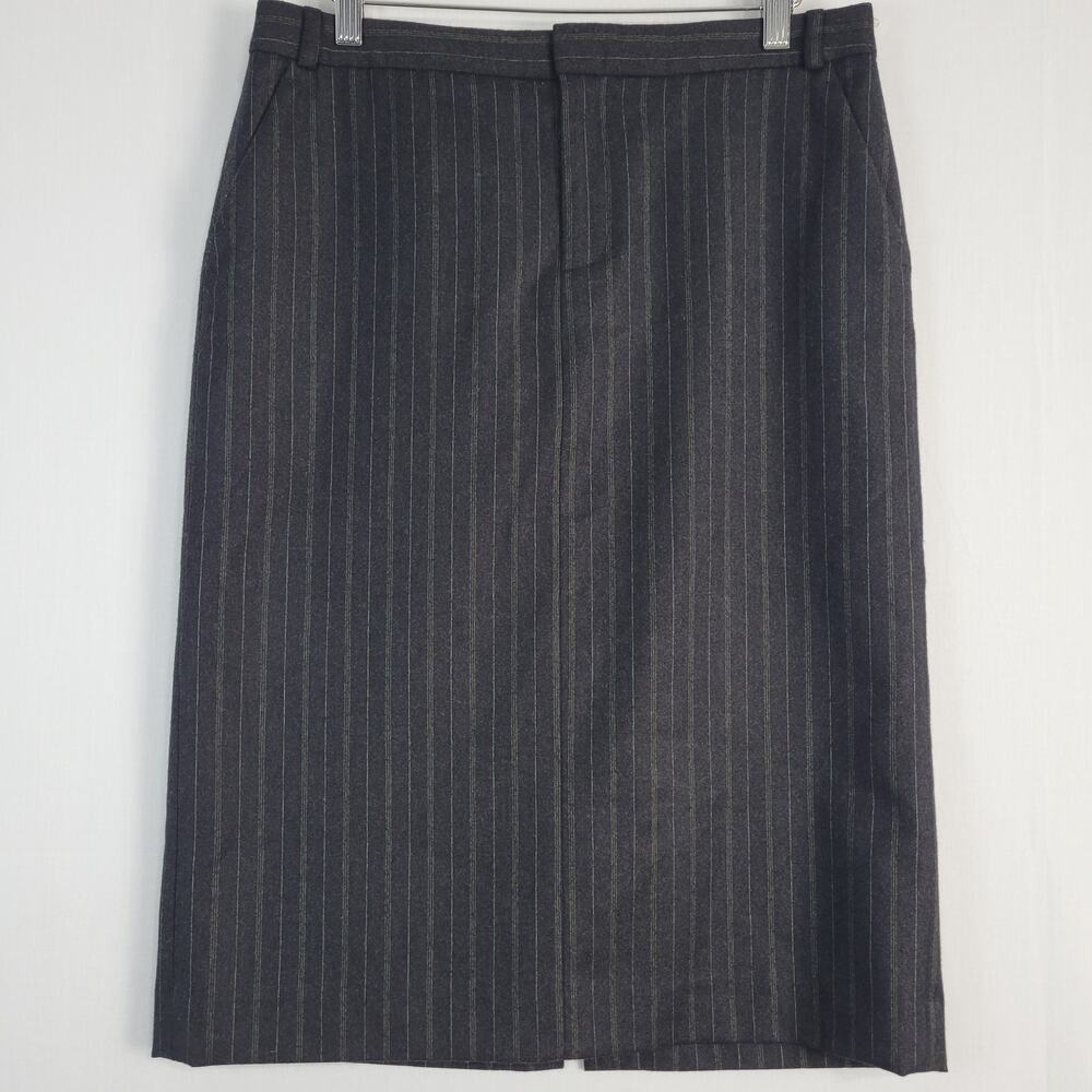 Vintage Banana Republic Wool Pinstripe Pencil Skirt size 6 Gray Y2K Career Wear